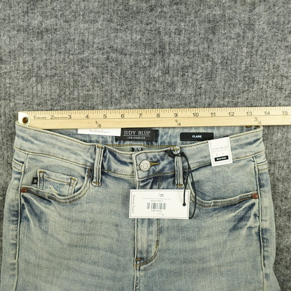 Judy Blue Jeans Womens 7/28 Denim Pin Tack Flare Mid Rise JB88655 Stretch Casual - Picture 9 of 12